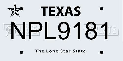 NPL9181 Texas License Plate