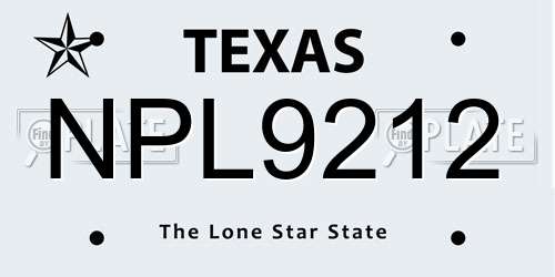 NPL9212 Texas License Plate