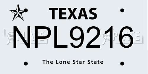NPL9216 Texas License Plate