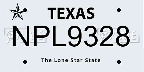 NPL9328 Texas License Plate
