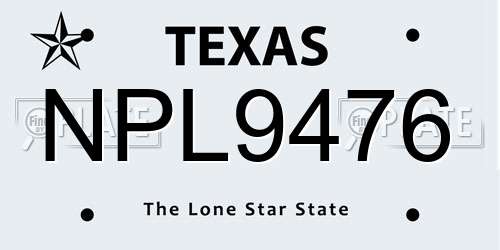NPL9476 Texas License Plate
