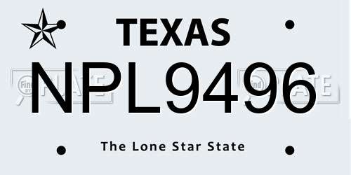 NPL9496 Texas License Plate