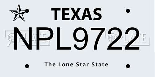 NPL9722 Texas License Plate