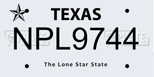 NPL9744 Texas License Plate