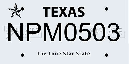 NPM0503 Texas License Plate