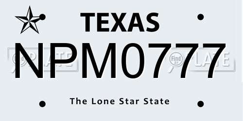 NPM0777 Texas License Plate
