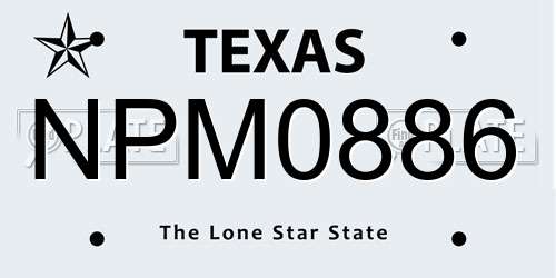 NPM0886 Texas License Plate