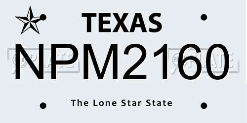 NPM2160 Texas License Plate