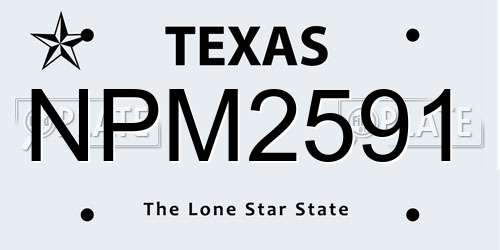 NPM2591 Texas License Plate