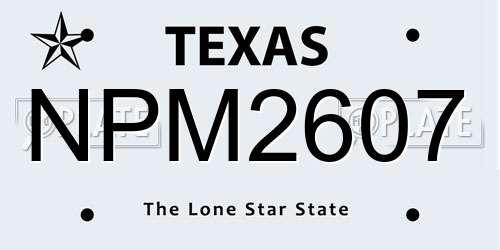 NPM2607 Texas License Plate