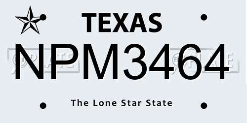 NPM3464 Texas License Plate