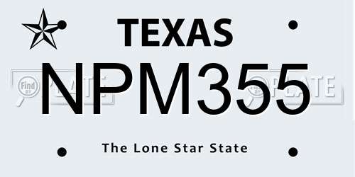 NPM355 Texas License Plate
