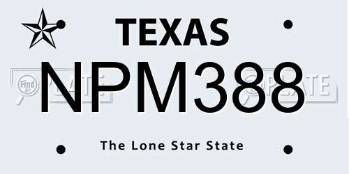 NPM388 Texas License Plate