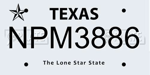 NPM3886 Texas License Plate