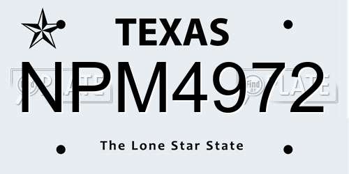 NPM4972 Texas License Plate