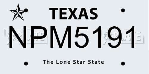 NPM5191 Texas License Plate