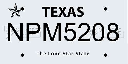 NPM5208 Texas License Plate
