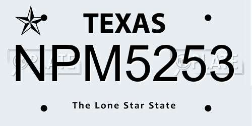 NPM5253 Texas License Plate