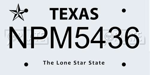 NPM5436 Texas License Plate