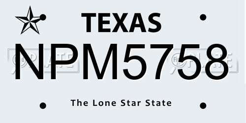 NPM5758 Texas License Plate