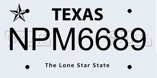 NPM6689 Texas License Plate
