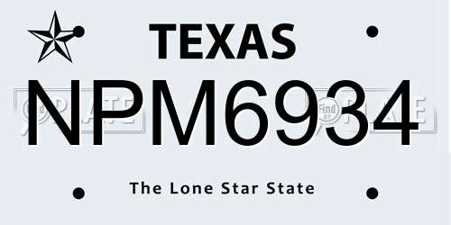 NPM6934 Texas License Plate