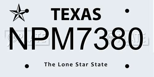 NPM7380 Texas License Plate