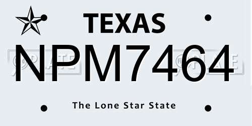 NPM7464 Texas License Plate