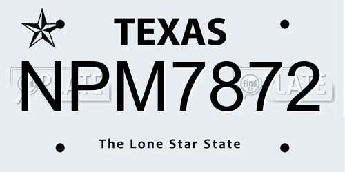 NPM7872 Texas License Plate