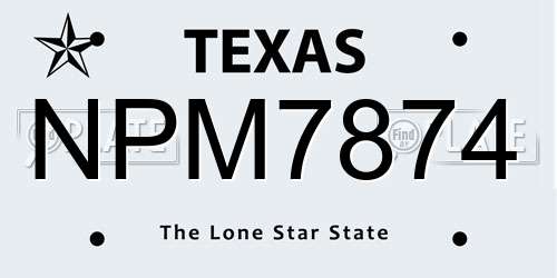 NPM7874 Texas License Plate