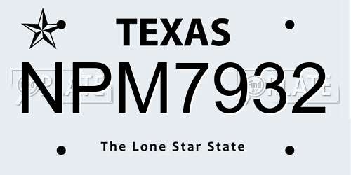 NPM7932 Texas License Plate