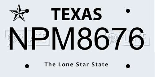 NPM8676 Texas License Plate