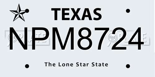 NPM8724 Texas License Plate