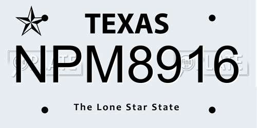 NPM8916 Texas License Plate