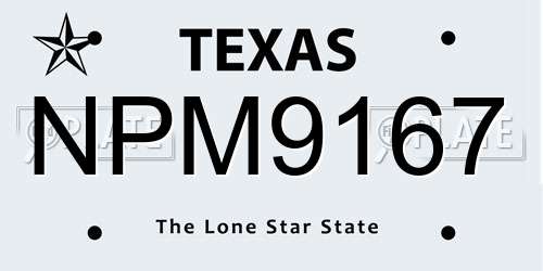 NPM9167 Texas License Plate
