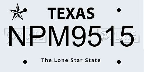 NPM9515 Texas License Plate