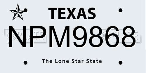 NPM9868 Texas License Plate