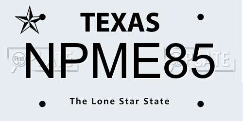 NPME85 Texas License Plate