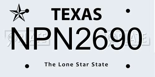 NPN2690 Texas License Plate