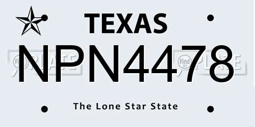 NPN4478 Texas License Plate