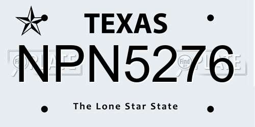 NPN5276 Texas License Plate