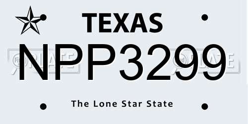 NPP3299 Texas License Plate