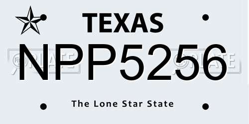 NPP5256 Texas License Plate