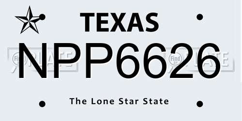 NPP6626 Texas License Plate