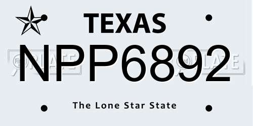 NPP6892 Texas License Plate