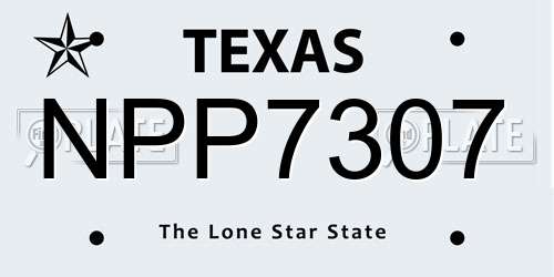 NPP7307 Texas License Plate