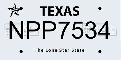 NPP7534 Texas License Plate
