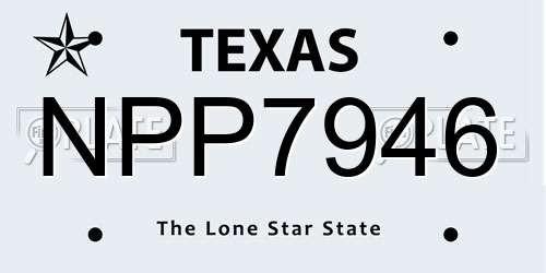NPP7946 Texas License Plate