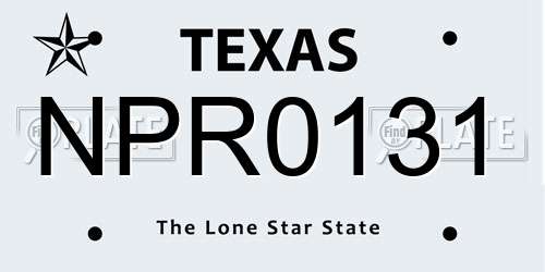 NPR0131 Texas License Plate