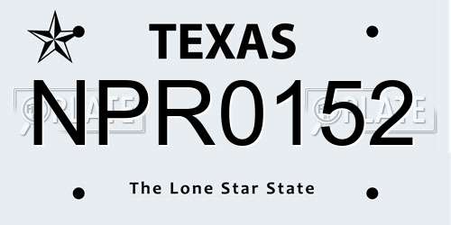 NPR0152 Texas License Plate